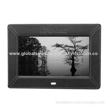7-inch Leather digital photo frame with front button, supports 1080px and easy to fix on all display